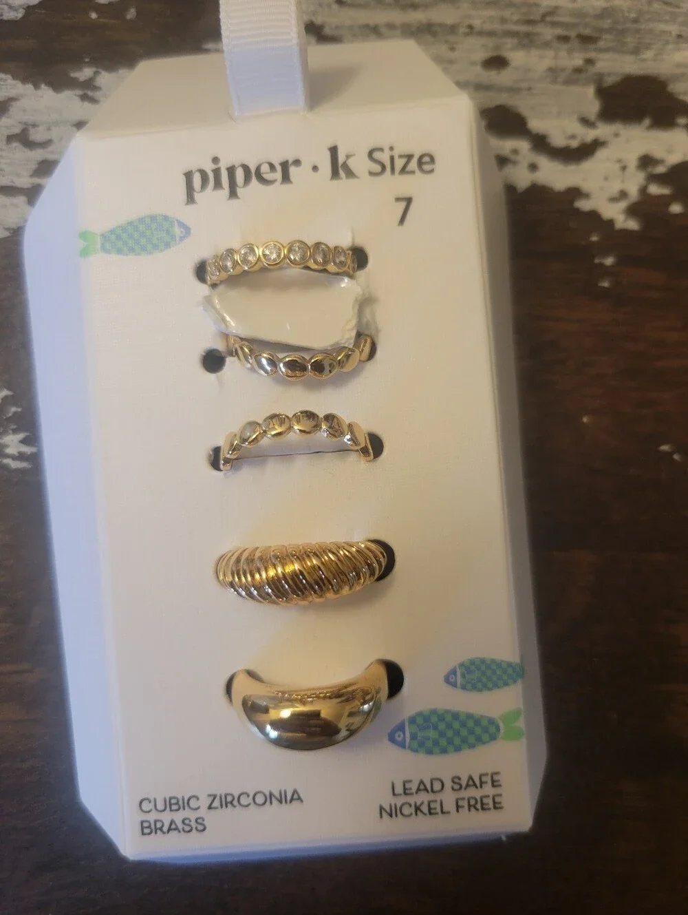 Piper K Gold Stackable Rings Set - Size 7 - Picture 2 of 2
